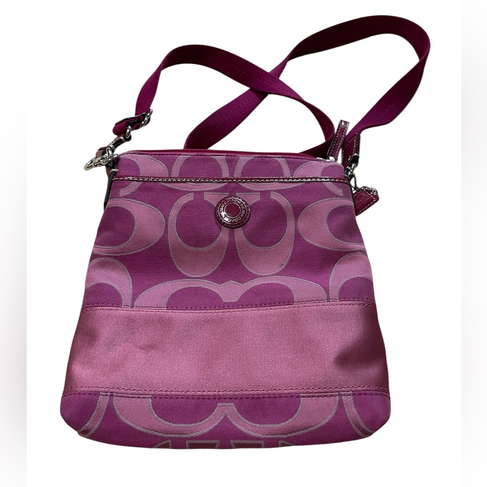 Coach Vintage Plum Pink Signature Crossbody - Picture 2 of 10
